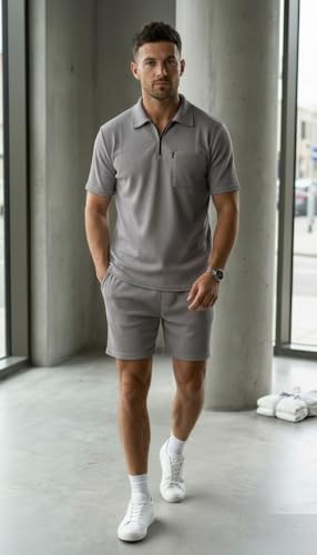 Image of SMOWKLY Men's Cotton Blend Pyjama Set | Half Sleeve Polo T Shirt & Shorts for Men | Summer Co Ord Set |Casual Lounge Outfit | Night Suit for Men | Comfortable Sleepwear