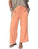 Malajisi Women's Casual Wide Leg Pants High Waist Drawstring Sweatpants Baggy Athletic Trousers with Pockets(Yellow,S)