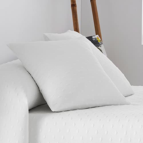 Lanovenanube Funda cojín Carmina de Tejido Jacquard, Tacto algodonado y Suave, Cojín Moderno y Elegante de Tejido Fino, sin Relleno. Medida 45x45 cm, Color Blanco