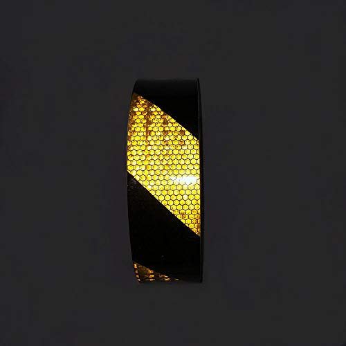 Image of ONTWIE Reflective Tape, 2inch x 30ft, Reflective Safety Tape, Yellow Black | Waterproof Self Adhesive Tape Outdoor Safety Caution Reflector for Cars, Trailers, Bikes