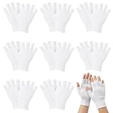 Baumwollhandschuhe Neurodermitis, Weiße Fingerlose Handschuhe, 8 Paar Baumwollhandschuhe,Intensive Nachtpflege, Trockene Haut Pflege