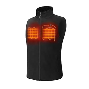 ORORO Men's Fleece Heated Vest with Battery Pack(Black, S)