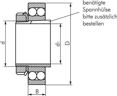 Pendelkugellager kegelig, DIN 630, 25x62x16mm, offen Bauform:offen Wellen Ø inkl. Spannhülse d1:25