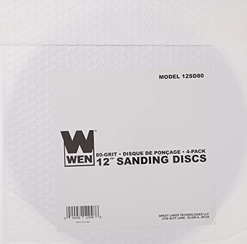 Image of WEN 12SD80 12-Inch 80-Grit Adhesive-Backed Disc Sandpaper, 4-Pack