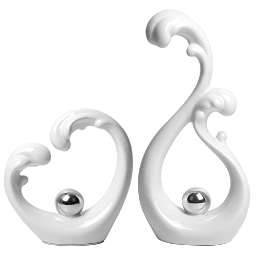 Norrclp Home Decor Modern Abstract Art Ceramic Statue, Ocean Waves Shape Table Decorations For Dining Room Living Roomoffice Centerpieces (White) #TOP12