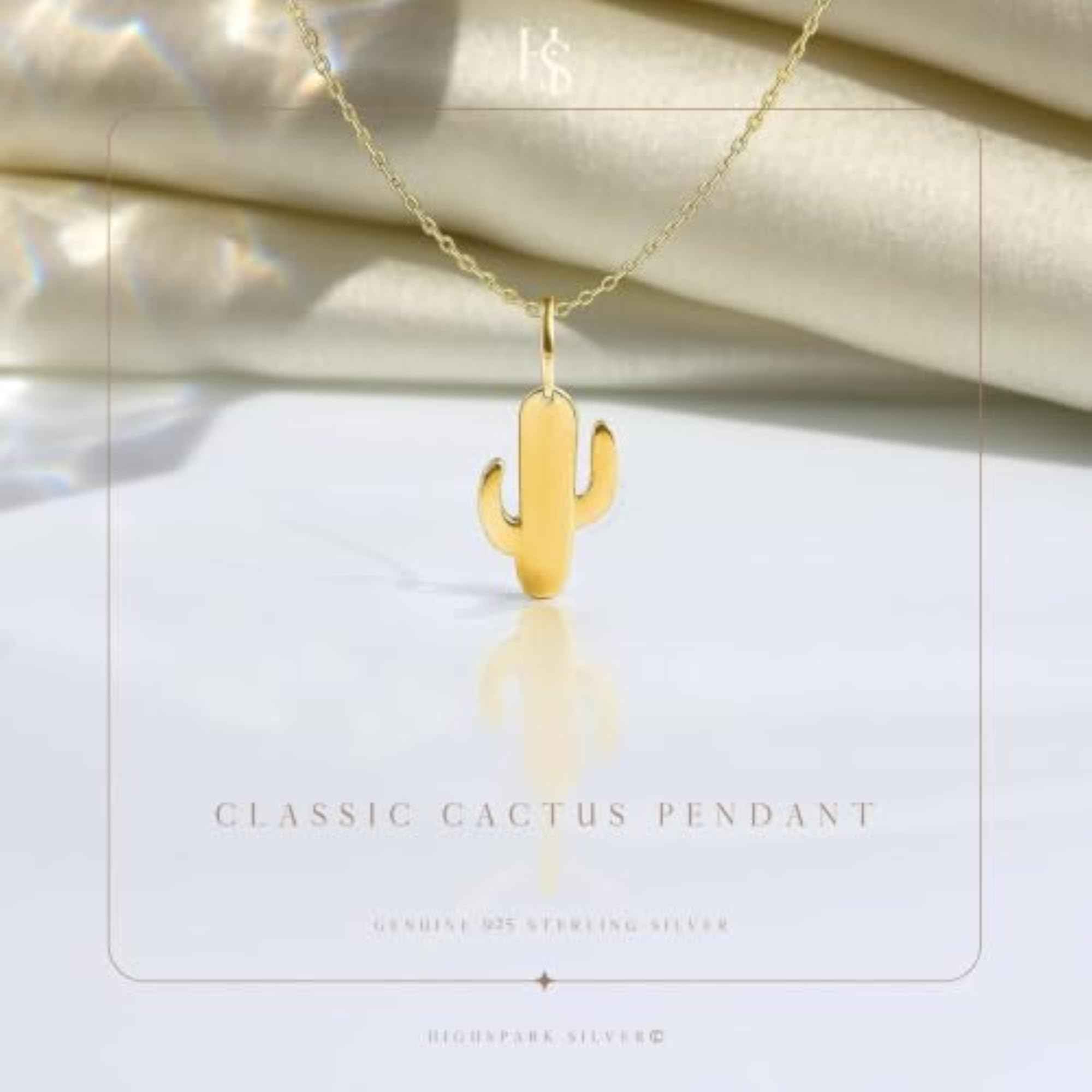 Women's 925 Sterling Silver Cactus Charm Pendant Necklace