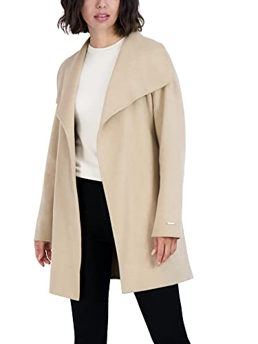Image of TAHARI Women's Double-faced Luxury Soft Wool Blend Peacoat- Wrap Wool Coat With Removable Belt