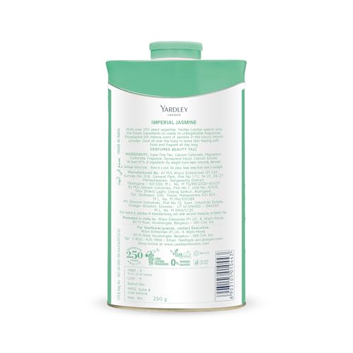 Yardley London Imperial Jasmine Perfumed Talc| Fragrant Beauty Talc for Women| Smooth Texture| 250g