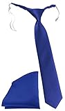 TigerTie Kinderkrawatte Einstecktuch in dunkles royalblau einfarbig Uni - vorgebundener Knoten (fest vernäht) mit Gummizug