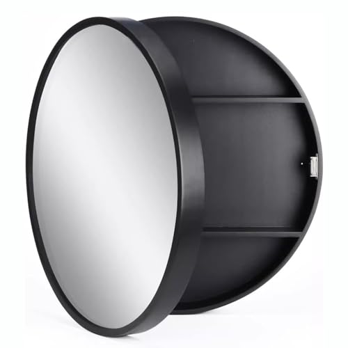 Espejo de baño Redondo de 50/60/70 cm de diámetro, para Montaje en Pared, con iluminación (Negro, 70 cm/27,5 Pulgadas)