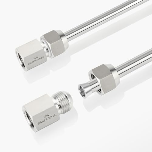 Image of TAISHER 2PCS Forging of 304 Stainless Steel JIC Flare Tube Fittings,3 /8 inch JIC Male x 3 /8 inch NPT Female,Half Union