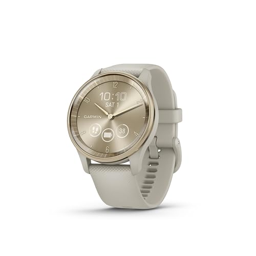 Garmin vívomove Trend, Stylish Hybrid Smartwatch, Long-Lasting Battery Life, Dynamic Watch Hands and Touchscreen Display, French Gray