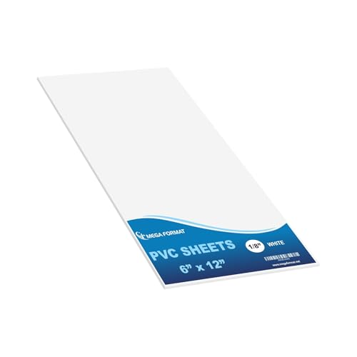 Image of Mega Format Expanded PVC Plastic Sheets - 6 inch X 12 inch Rigid White Sheet for Crafts, Signage, & Displays - Sintra, Celtec PVC Board - Waterproof for Outdoors Use - 1 /8 inch 3mm Thick - 1-Pk-White