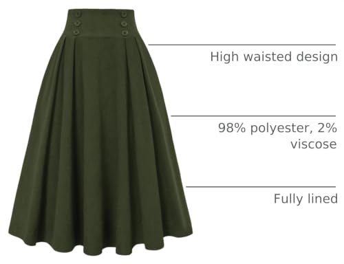 Image of Belle Poque Corduroy Skirt for Women A-Line Flared Swing Skirt Midi High Waist Skirts