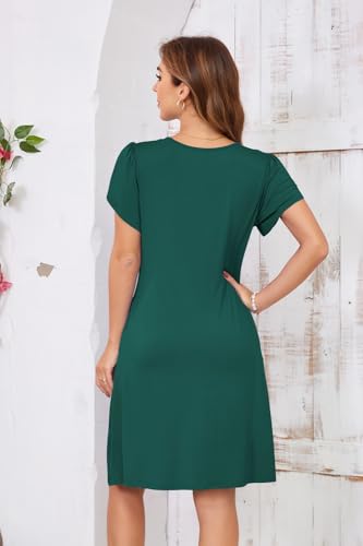 Image of Women's Summer Dresses 2026 Casual T Shirt Dress Short Sleeve A-Line Dress Loose Sundress Swing Dress with Pockets
