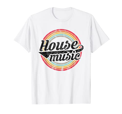 Música house - Retro Rainbow DJ EDM Rave Festival vintage Camiseta