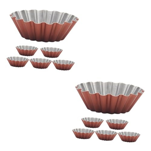 Cabilock 2sets 6pcs High Carbon Steel Egg Tart Reusable Baking Tools for Puddings and Desserts Easy to Clean Household Jelly for Tart Lovers and Baking Enthusiasts 6pcs*2