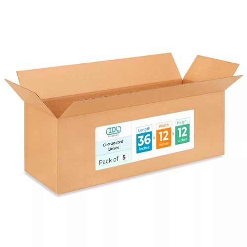 Exrta Large Shipping &amp; Moving Boxes 36 x 12 x 12" (5-Pack) - Extra Strength 200 lb vs Regular - Corrugated Shipping Boxes for USPS - Packing Box for Moving - Cardboard Box by IDL Packaging