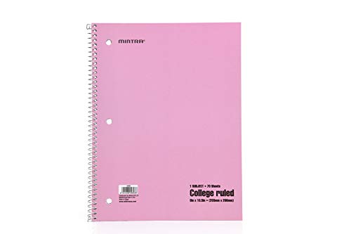 Mintra Office Spiral Notebooks - Pastel, College Ruled, 6 Pack, For School, Office, Business, Professional,70 Sheets #TOP4