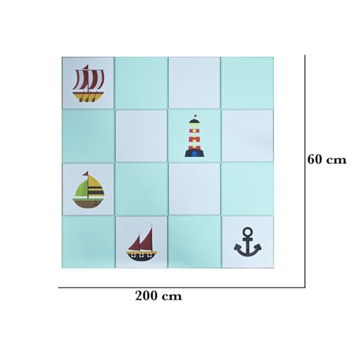 Image of SARVATRAY Self-Adhesive Wallpaper, Oil Proof Heat Resistant Kitchen Stickers, Vinyl Sheet for Wall 2 X 6.5 SQ FT (2 M Ship Theme Blue WS)