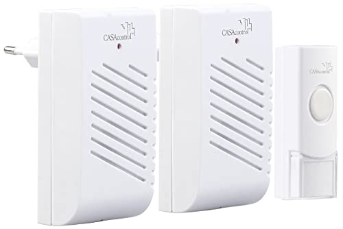 Sonnette sans fil avec 1 bouton et 2 carillons 230 V à 16 mélodies, portée jusquà 30 m [Casa Control]