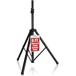 1 of Pyle Universal Speaker Stand - Floor Mount Holder, Heavy Duty Tripod, Adjustable Height 100 -180 cm, 35mm Compatible Insert, Portable, Safety & Stable