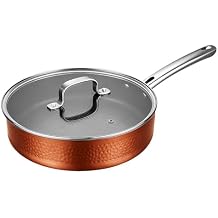 Toutrop Hammered Nonstick Frying Pan, 11 Inch Sauce Pan with Lid, Induction Skillet for Cooking, Dishwasher Oven Safe, Home Use for All Stove
