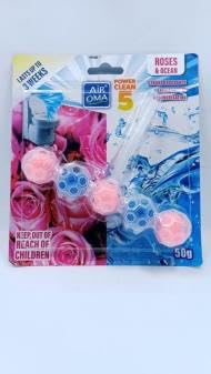 Happy Power Active Toilet Rim Block Fresh Roses, with Anti-Limescale, Cleaning Foam, Dirt Protection and Extra Freshness - Pack of 3 Rimblocks
