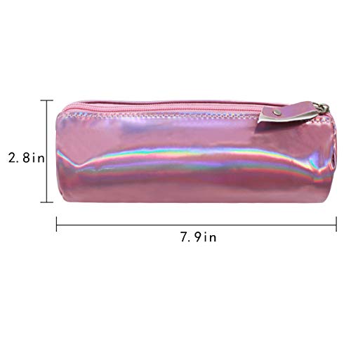 Image of Aisa Pencil Case Holographic Zipper Pen Bags Cosmetics Bags Color Pink