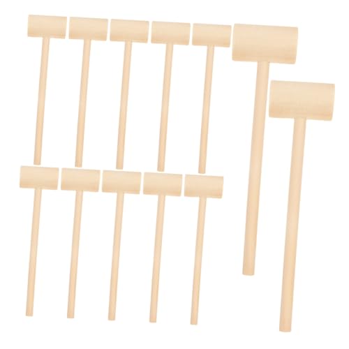 ERINGOGO 12Pcs Mini Solid Wood Mallet for Fun Gavel Hammering for Boys Safe Enhances Hand Eye Coordination Motor Skills Birthday Present