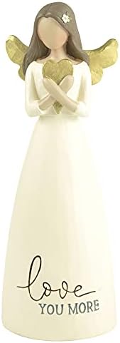 Blossom Bucket Love You More Heart Soft Cream 6 inch Resin Stone Collectible Angel Figurine