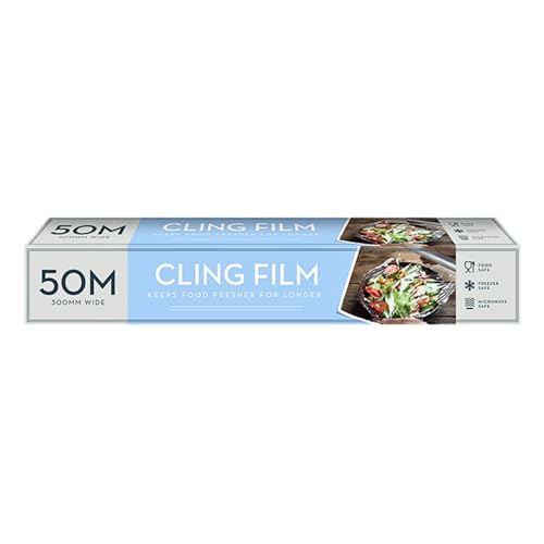 RINCS Essentials Film transparente, rollo de 50 metros, transparente, apto para microondas y congelador (paquete de 1)