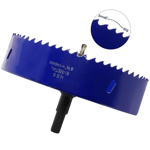 Image of Luomorgo 146mm /5 3 /4 inch Hole Saw, 1 1 /4 inch Cutting Depth | HSS Bi-Metal, For Wood Cornhole Boards, For Plastic Drywall, For Metal Sheet