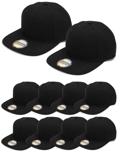 Image of 10 Pack Blank Snapback Hats for Men Flat Brim Hats Baseball Caps Bulk