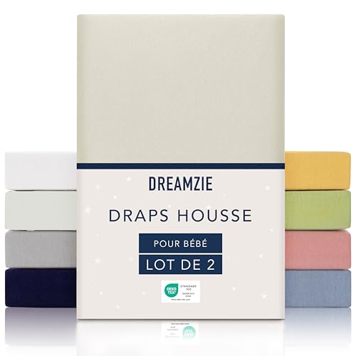 Dreamzie - Dreamzie - Lots de 2 Draps housse Enfant Beige - 100% Coton - Oeko Tex - Drap Housse 70x140 et Drap housse 60x120 pour lit bebe