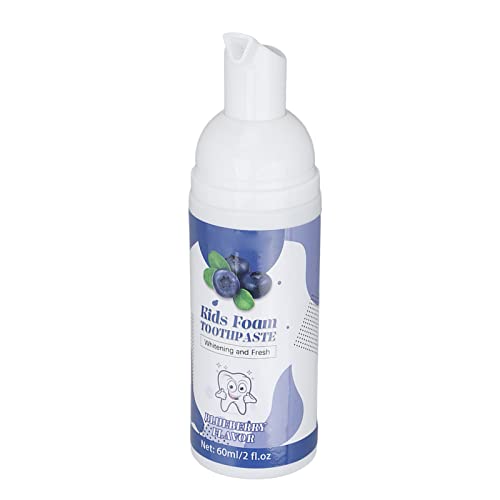 Verdant Touch Pasta de dientes de espuma para niños, pasta de dientes con burbujas de 60 ml, espuma de mousse con sabor a arándano, limpieza oral para niños