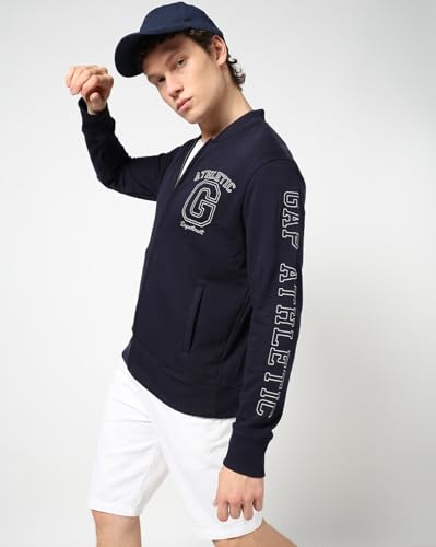 Image of Gap Men Graphic Print Full Sleeves Collared Neck Sweatshirt