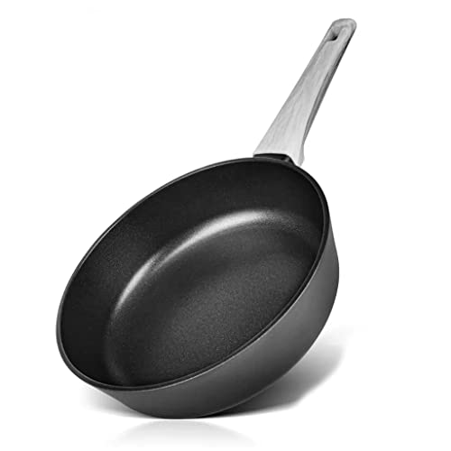 OQHAIR Sartén profunda con revestimiento de mármol negro Cocina de inducción de aluminio (Color : A, Tamaño : 28cm) (A 24cm)