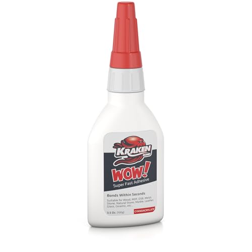 Kraken Bond Wow! Super Crazy Glue Clear - (1x3.5 oz) Strong Cyanoacrylate (CA) Glue for Plastic, Metal, Wood, PVC, Fast Curing Epoxy Adhesive | 1 Pack