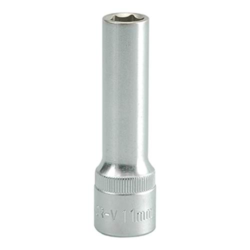 Image of Yato YT-1224 Hexagonal Deep Socket of Size 11mm & Length 76mm Suitable for Socket Wrench Set CRV 50BV30 Chromium Satin Plated Steel