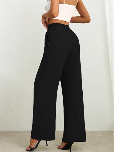 Heymoments Women's Wide Leg Lounge Pants Lightweight High Waisted Adjustable Tie Knot Loose Fit Trousers - image 3