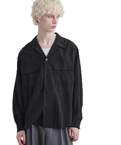 [ ティーケー タケオキクチ ] カジュアルシャツ シアーストライプシャツ 17085108 メンズ ブラック(019) 03(L)