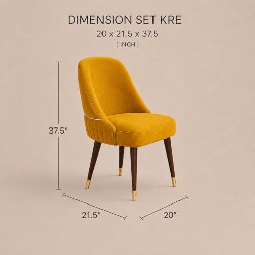 Image of WOODEN SPACE Majestic 4 Seater Wooden Dining Table Set | Urban Marble Top Dining Table with Chairs for Dining Room & Kitchen (Yellow Modern Grand Aura) (54 x 36 x 30 inch)