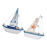 TOYANDONA 2 Stück Mediterranes Holz Segelboot Modell Tischdekoration Nautisches Bootsornament für Wohnzimmer und Büro