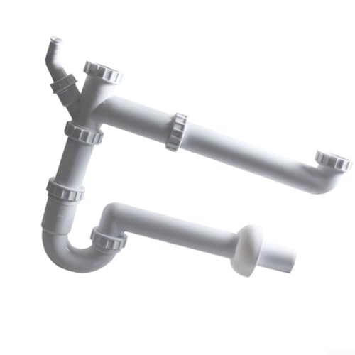 Zoegneer Fregadero de doble lavabo para exteriores con conexión de tubo duro al agua subterránea, instalación ajustable izquierda o derecha, construcción de polipropileno resistente con salidas de
