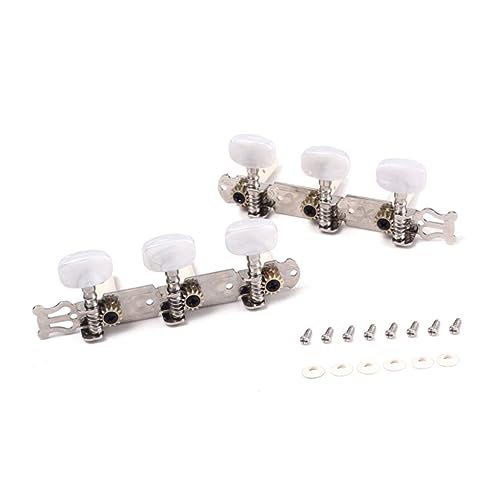 Toddmomy Classical Guitar Tuning Pegs with Plastic Buttons Silver Plated String Tuning Pegs for Acoustic Guitars Easy to Use Machine Heads Replacement