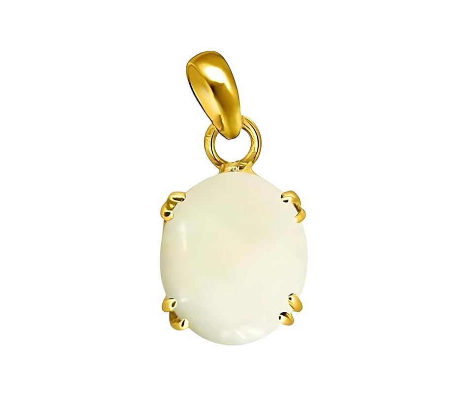 Ptm Natural Opal 3.25 to 10.25 Ratti or 3.00 to 9.50 Carat Astrological Certified Gemstone Panchdhatu/5 Metals 22k Gold Plated Pendant for Men & Women