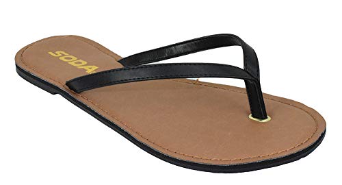 Soda Shoes Women Flip Flops Basic Plain Sandals Strap Casual Beach Thongs FELER2