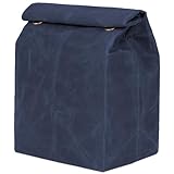 ECHSRT Waxed Canvas Lunch Bag, Vintage Reusable Lunch Box for Men & Women, Waterproof Leakproof Insulated Sack for Work, Office, Picnic,Blue