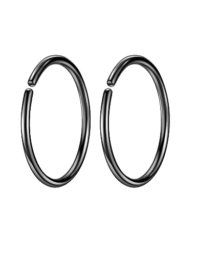 22G 20G 18G 6-12mm Gold Silver Rose Gold Black Blue Rainbow Small Hoop Earrings for Cartilage Nose, Piercing Hoop Ring Nose Rings Hoop Tragus Helix Daith Rook Snug Piercing Rings Set of 4 Set of 2